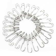 25 Pcs Laundry Clips,Stainless Steel Clips with Hook,Kitchen Towel Clips,for Clothes Sock Hanger, Paper Files, Snacks Seal, Photo