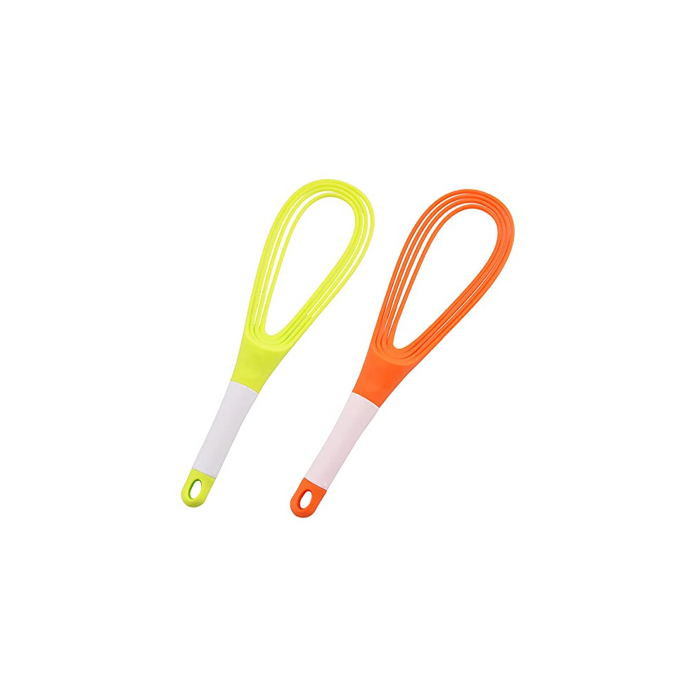 2 Pcs Silicone Flat Whisk Colour Silicone Whisk Manual Whisk Chef Silicone Whisk for Blending Whisking Beating and Stirring