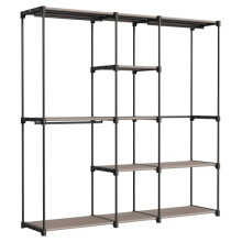 Portable Open Wardrobe, Clothes Rack, Freestanding Wardrobe with Clothes Rails and Fabric Shelves for Bedroom, 182 x 43 x 182 cm, Taupe RYG037R02