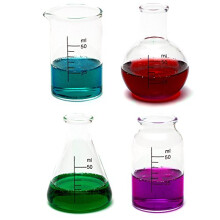 CKB Ltd Set of 4 - Laboratory Chemistry Shot Glasses Drinks Shooters 50ml - Science Themed Novelty Lab Shaped Beaker & Flask