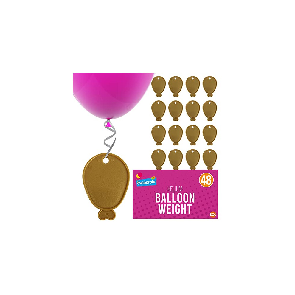 48pk Helium Balloon Weights and Ribbon | Gold Plastic Weights for Balloons | Helium Balloon Weight | Gold Balloon Weight | Baloon Weights | Ballon