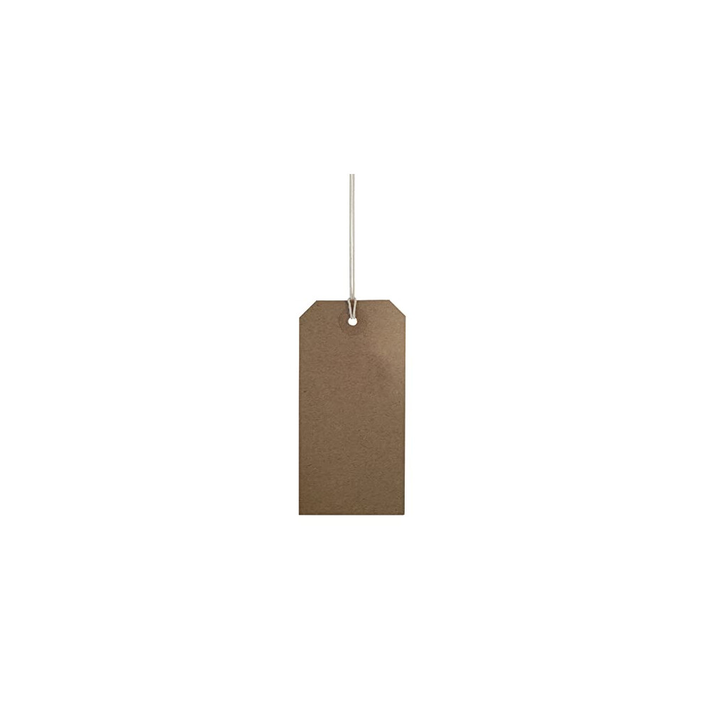 Strung Tags Brown Reinforced Card Clothing Parcel Label String Hanging Gift Swing Tickets Kraft Hang Price Labelling 120mm x 60mm (Pack of 200)