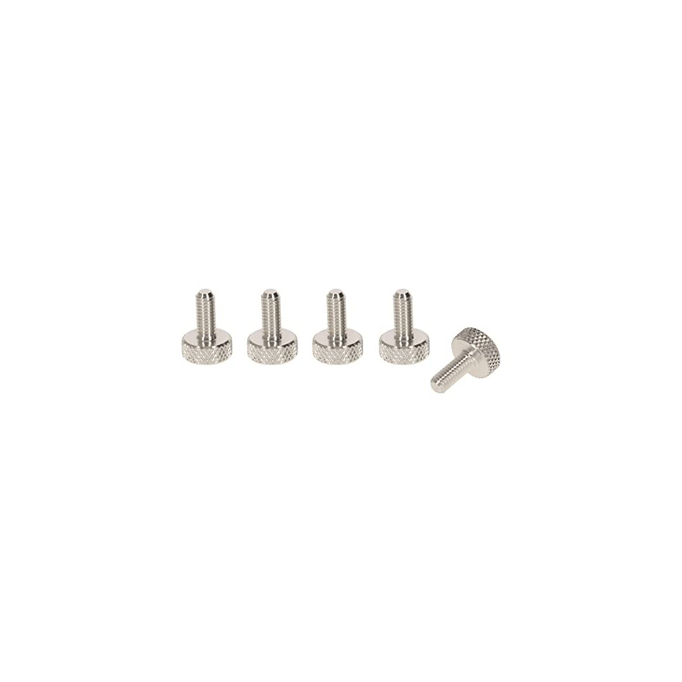 M6 X 10Mm Flat Knurled Thumb Screws (Set Of 5) - Silver Aluminium 9145366253170