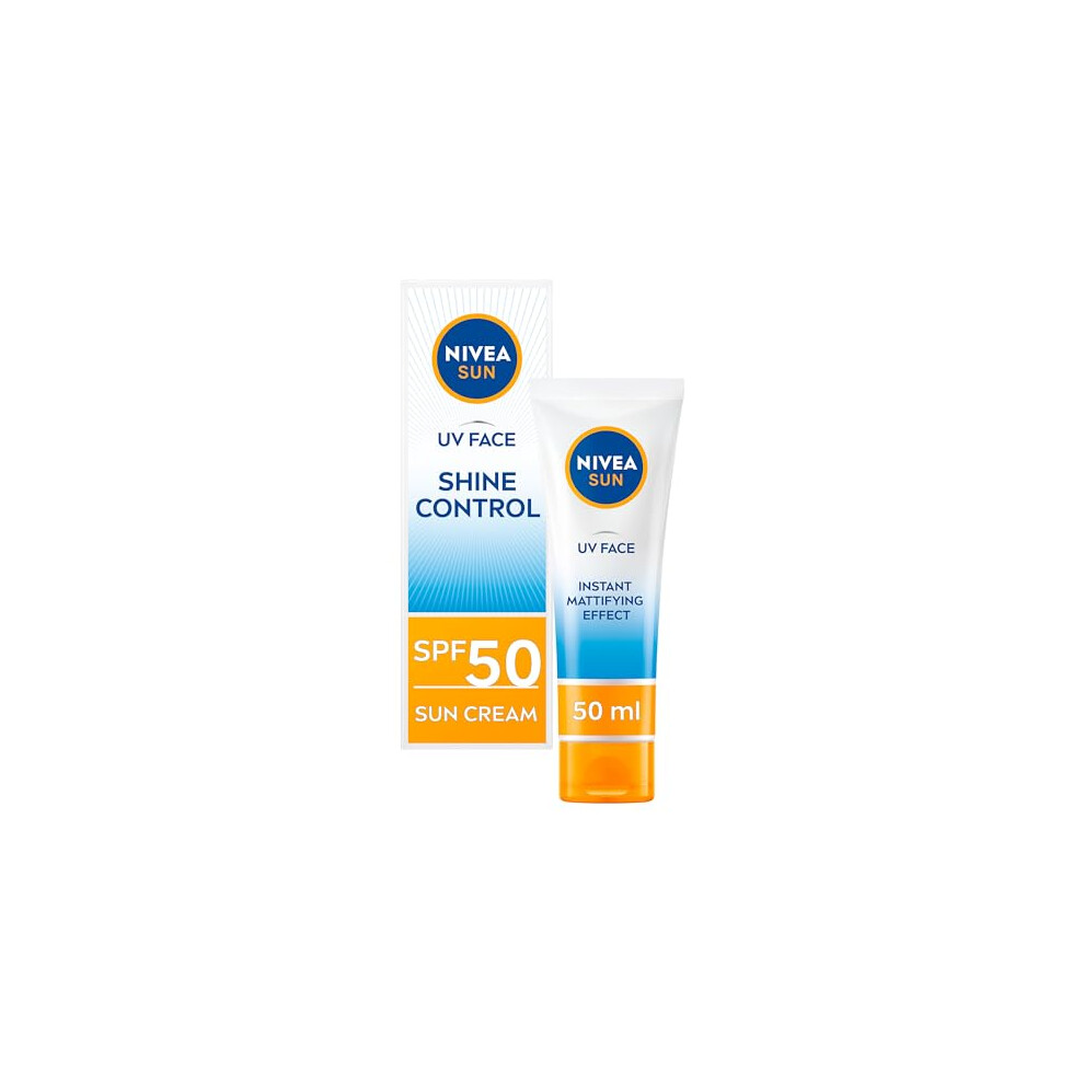 Nivea Cream Sun Uv Face Shine Control Spf 50 (50Ml), Sun Protects Against Uva/Uvb Rays And Premature Skin Ageing, Sunscreen For Delicate Facial Skin