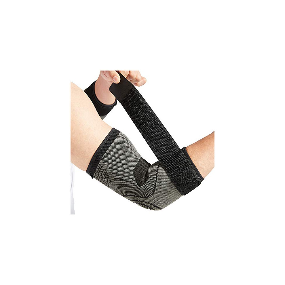 Bodyprox Elbow Brace With Strap For Tendonitis 2 Pack, Tennis Elbow Compression Sleeves, Golf Elbow Treatment (Small)