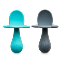 Baby Silicone Spoon Set for Baby-Led Weaning & First Stage Self-Feeding: Soft, Safe 100% Food-Grade Silicone, Safe for Dishwasher, No