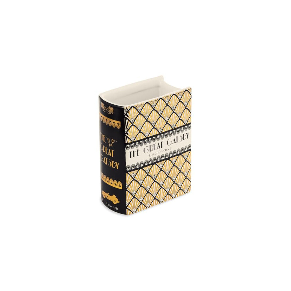 Steel Mill & Co Book-Shaped Decorative Vase, Ceramic Vases for Home Decor, Cute Bookshelf Decor, Unique Vase for Book Lovers (Small - Great Gatsby)