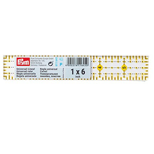 Prym Universal Ruler, Transparent, Yellow, 1 x 6 inch