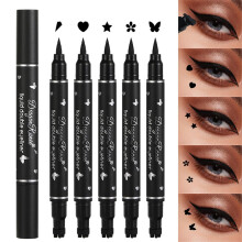 5 PCS Black Liquid Eyeliner Stamp Pen Set, Double-Headed Waterproof Smudge-Proof Eyeliner Long Lasting Eyeliner Pen Tattoo Makeup