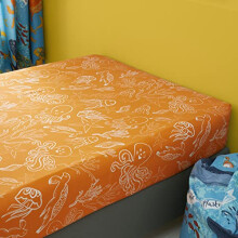 Girls Boys Kids Ocean Friends Sealife Orange Toddler Cot Bed Fitted Sheet