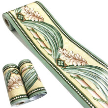Self Adhesive Vintage Green Floral Rattan Wallpaper Border Peel Stick Decorative Ceiling Sticker Molding Border 10cm by 32.8ft