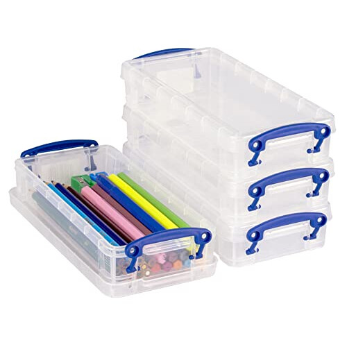 Really Useful Really Useful Plastic Storage Box 0.55 Litre Clear (Pack of 4) 2