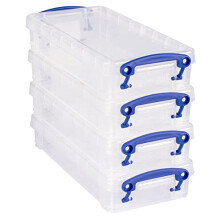 Really Useful Plastic Storage Box 0.55 Litre Clear (Pack of 4)