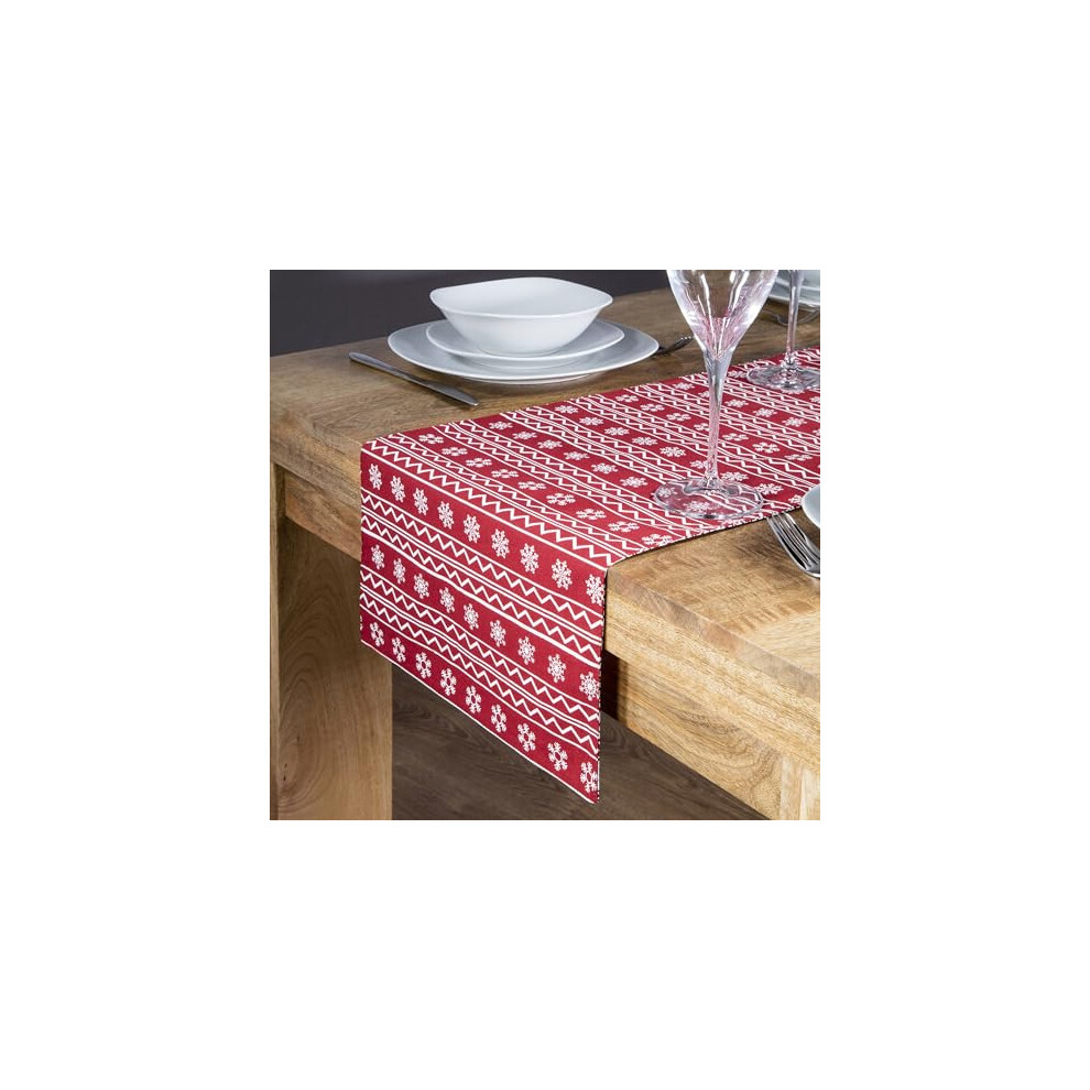 Decorations Christmas Nordic Cotton Table Runner Red and White Festive Tableware Xmas Novelty Gift 200cm x 30cm