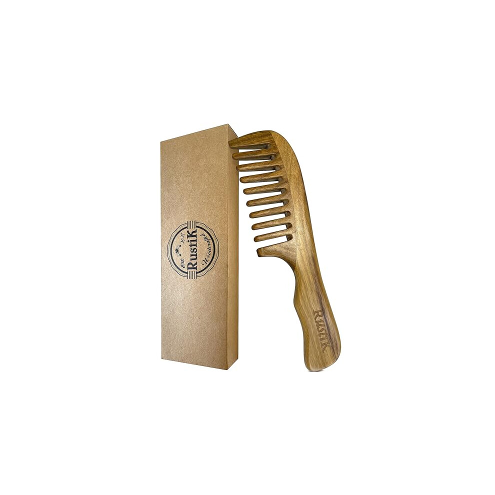 Sandalwood Wide Tooth Comb by RustiK, Wooden, Anti Wide, Green - Image 2