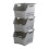 Set of 3 Kitchen Storage Plastic Stackable Storage Baskets, Gray Stacking Basket 1