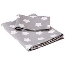 Baby Bedding Set Pillowcase + Duvet Cover 2PC to FIT Baby COT (Big White Stars on Grey Background)