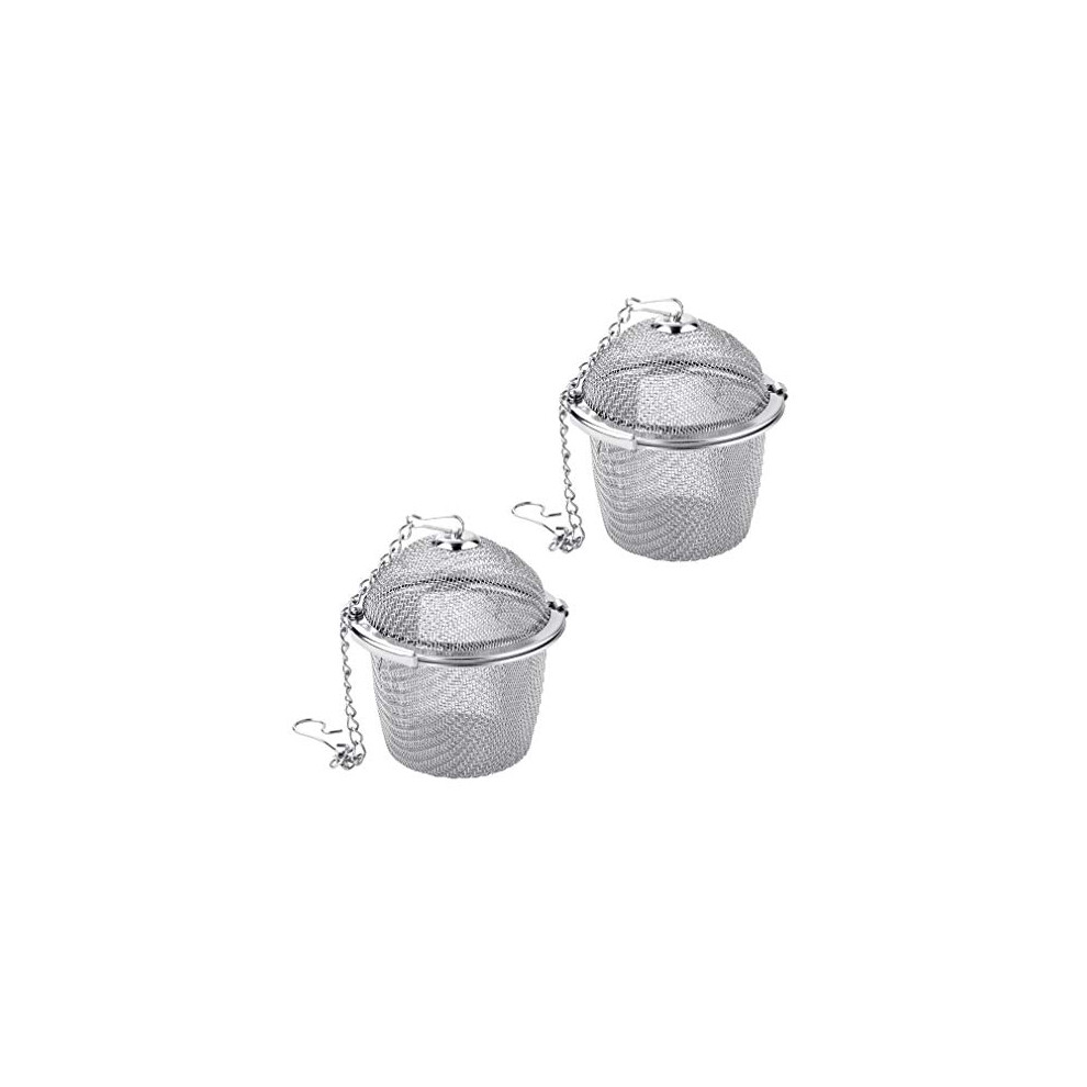 2 Pack 304 Stainless Steel Tea Strainer Tea Infuser Ball for Loose Tea Spice Infuser with Extended Chain Hook to Brew Loose Leaf Tea Spices Seasonings