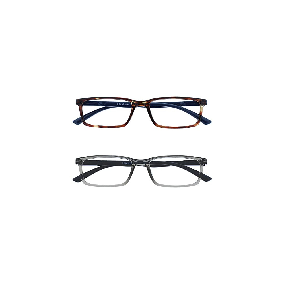Opulize Blue/Light/Brown See 2 Pack Blocking Reading Glasses Grey Computer Gaming Anti Glare Mens Womens Bb9-27 +1.00