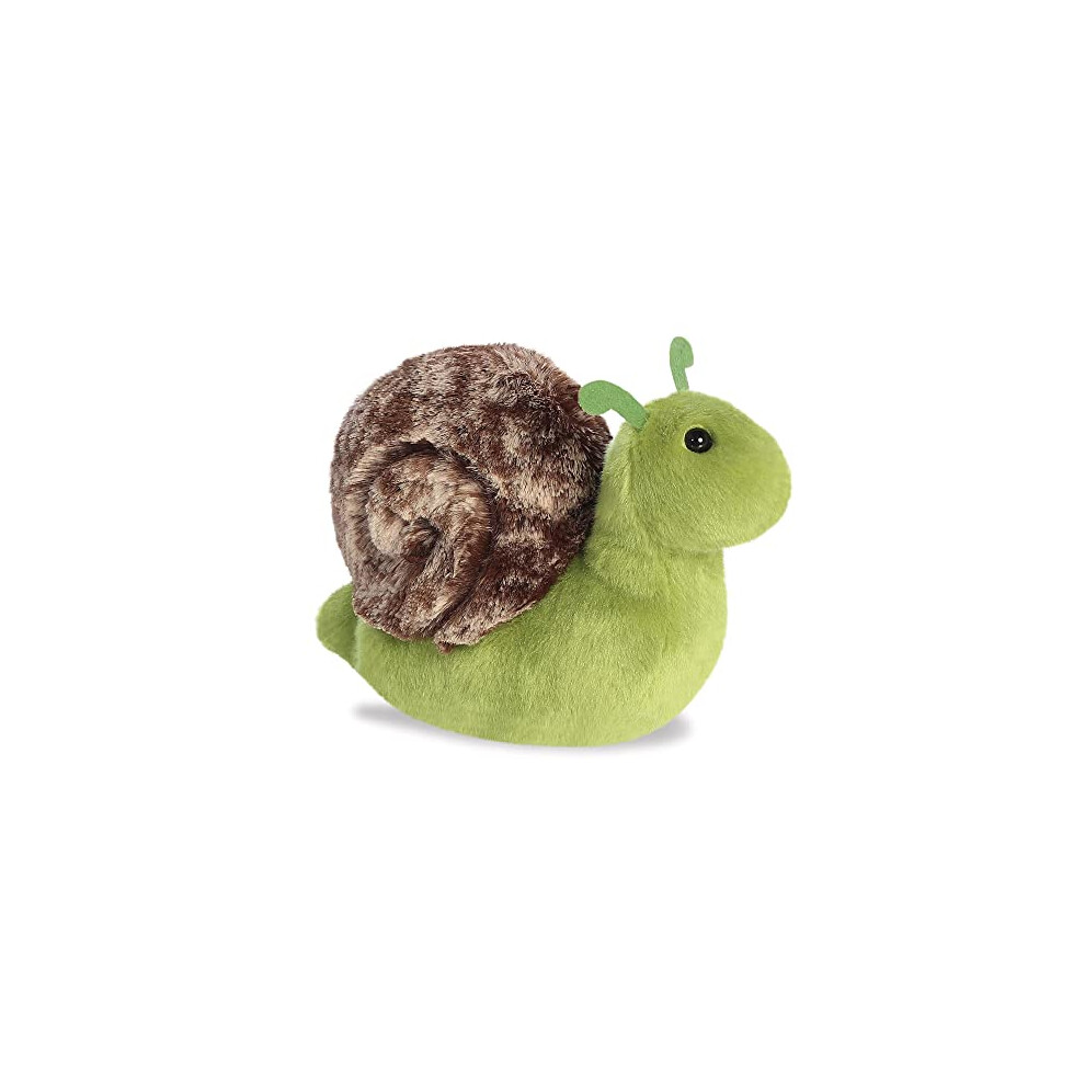 Aurora, 31859, Mini Flopsie Slow Snail, 8In, Eco-friendly soft toy, Green & Brown