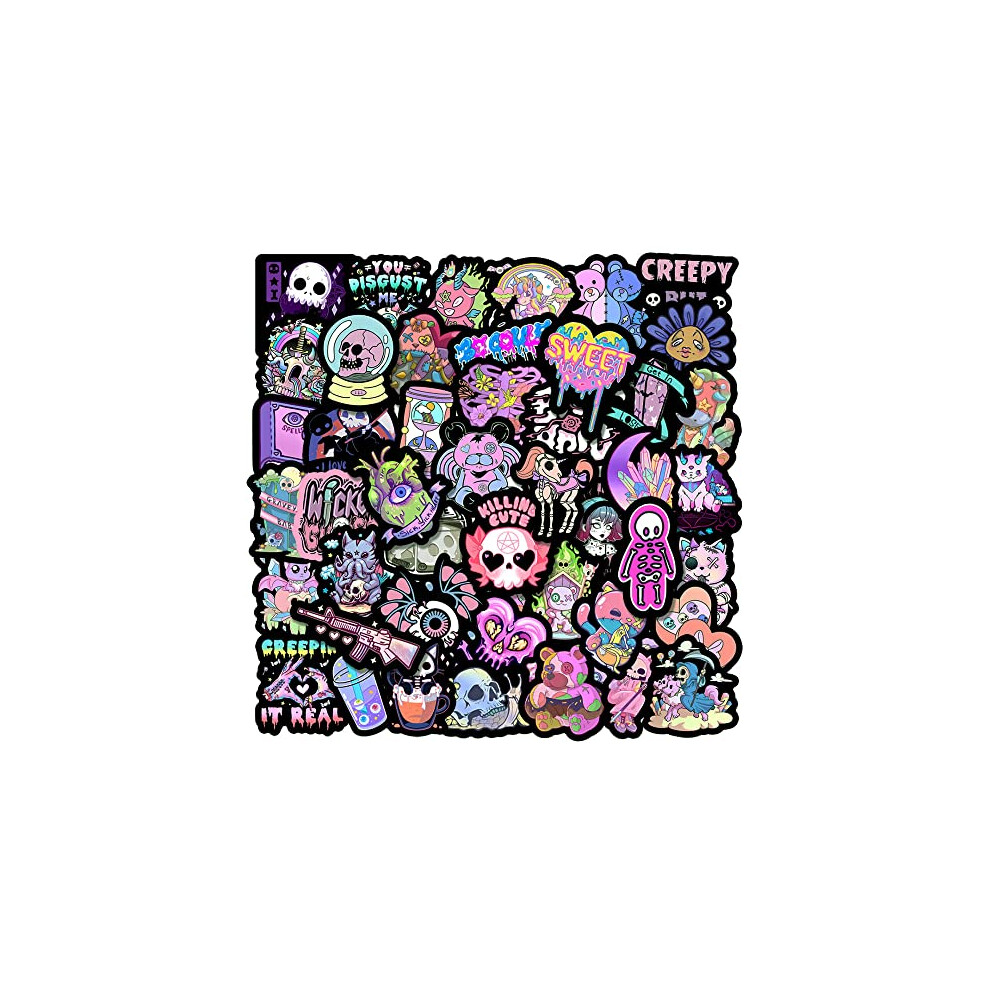 50 Pcs Purple Goth Stickers for Kids Teens Adults Boys Girls Gift,Stickers Pack for Laptop,Skateboard,Luggage,Car,Bike, Cup,Computer,Water Bottle
