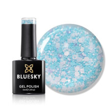 Gel Nail Polish 10ml, Glitter Neon 02, Pale Blue Glitter Gel Nail Polish for 21 Day Manicure, Professional, Salon & Home Use, Requires Curing