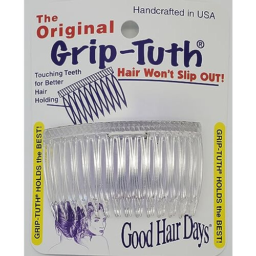 EasyComforts LG Clear Grip-Tuth Hair Combs - Set Of 2, LG, Clear
