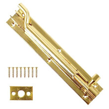 Merriway BH00769 Cranked Swan Neck Surface Slide Door Bolt, 150 mm (6 inch) - Brass