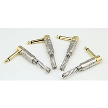 (Pack of 4 Premium Angled Right-angle 6.35mm 1/4 inch Full-Metal Mono Jack Plug & Strain Relief Guitar Speaker Instrument Solder Soldering Phone End