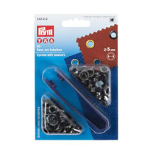 542412 Eyelets and Washers Brass 5.0 mm Antique Steel, Scrap Iron, PRYM_542412-1