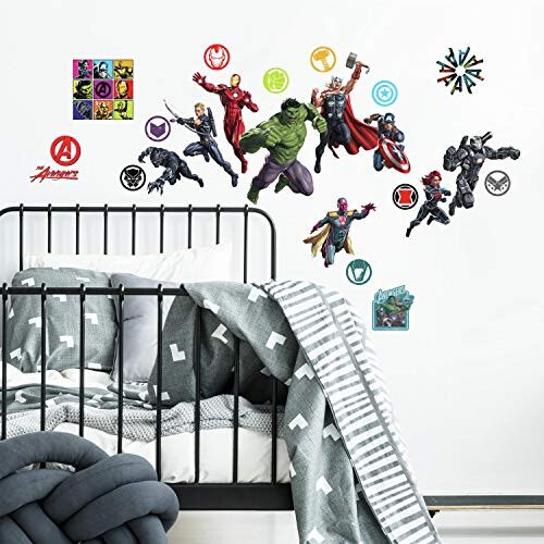 Pegatinas de pared - Avengers - 26 pegatinas - Vinilo - Multicolor - Infantil