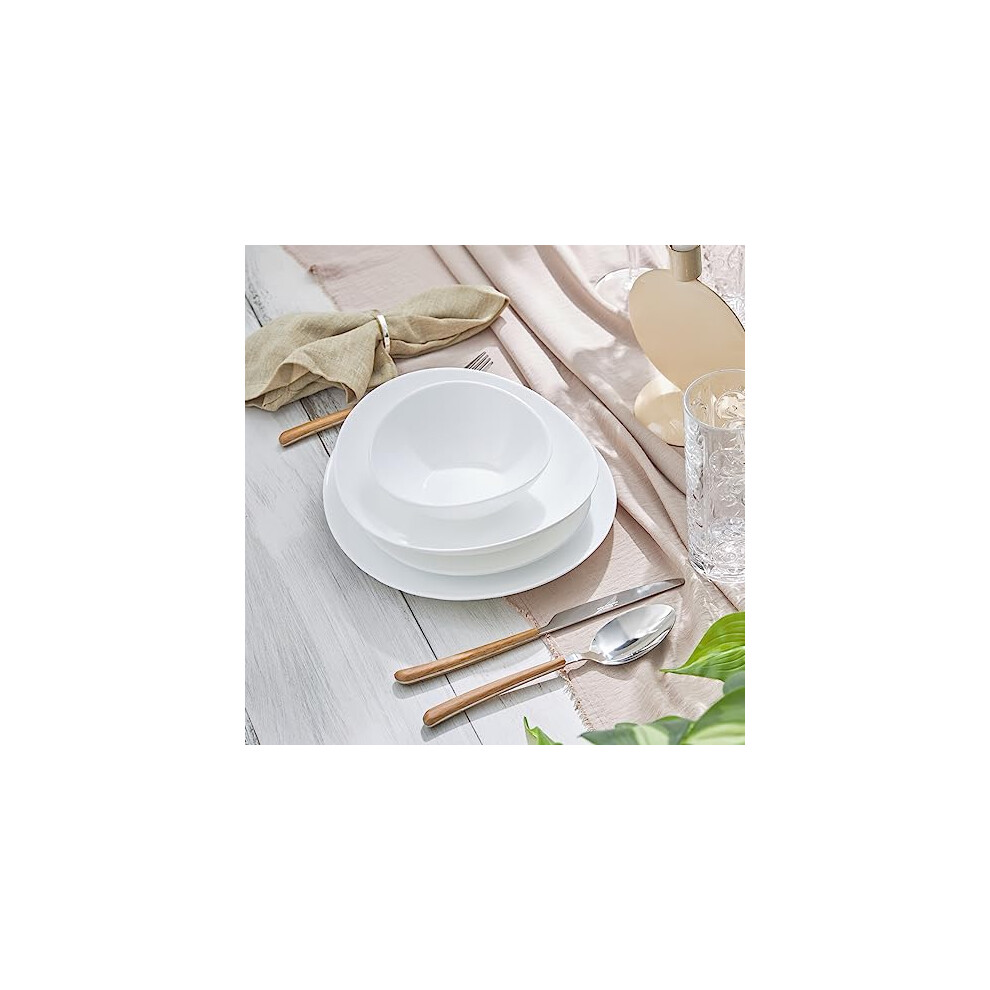 White Pure Glass Dinner Set - 24 Piece Oval Dinnerware Sets for 6 People, White Crockery Set with Plates and Bowls, Basic Full Dinner Set…