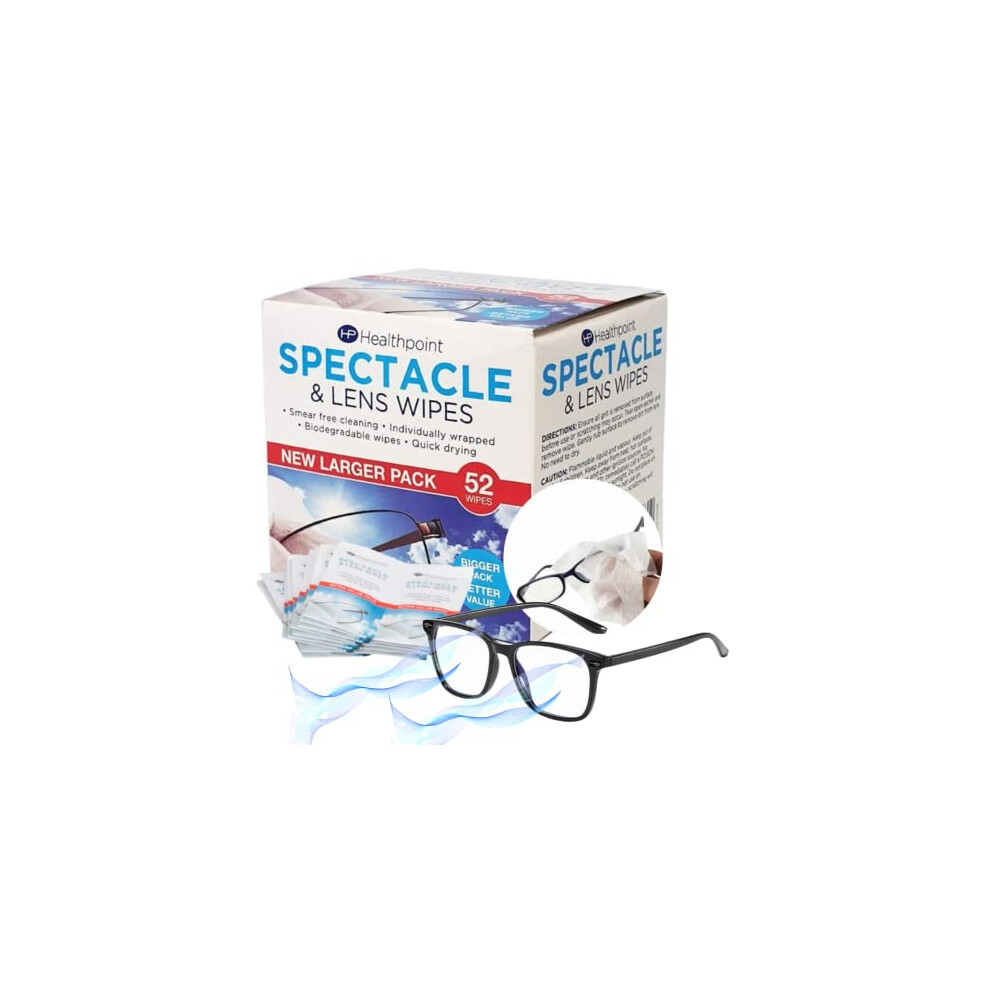 Glamza Blue/Light Healthpoint Glasses Wipes & Blocking Glasses - 780 Individually Wrapped Lens Wipes - Also Suitable For Cameras, Binoculars & Smartphone
