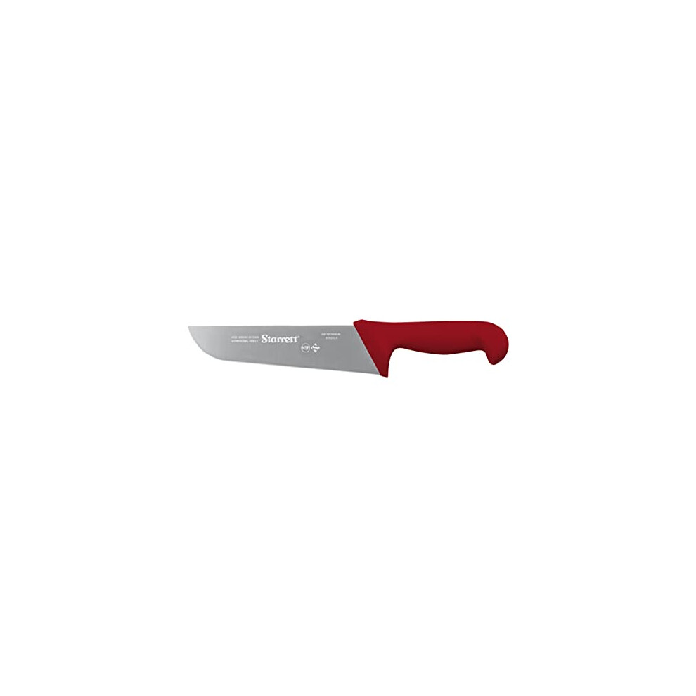 Professional Butchers Knife - BKR203-8 Wide straight 8 Inch Ultra Sharp Sanitized Steel Blade - Red Handle Kitchen Chef's Knife