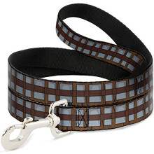 Dog Leash Star Wars Chewbacca Bandolier Bounding Browns Gray 4 Feet Long 1.5 Inch Wide