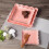 Elegant Square Embossed Lace Plate, Ceramic Serving Plate for Breakfast Afternoon Tea (Pink, 8-inch) 5