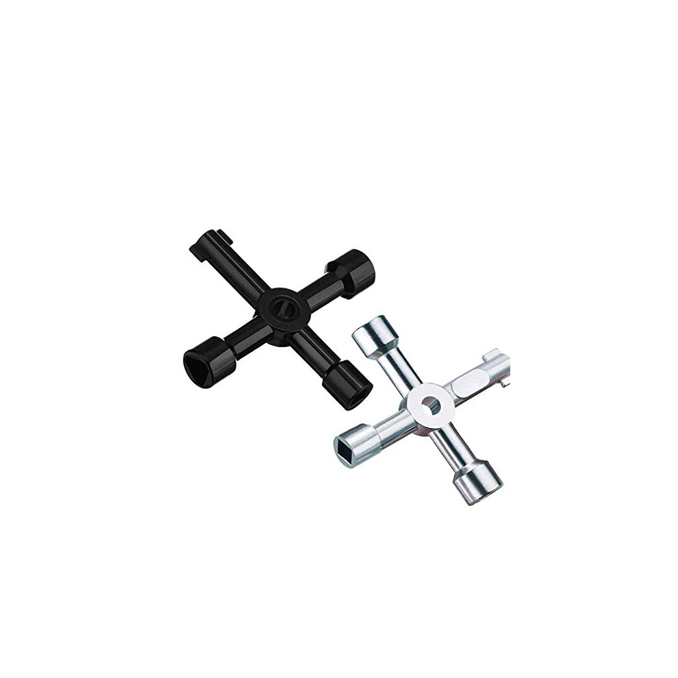 Utility Key 2 Pack Electric Keys Cabinet 4-Way Multi-Application Gas Meter Cupboard Cabinet (Silver and Black)