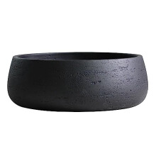 Copenhagen Large Ceramic Planter Bowl Shallow Plant Pot - Matt Black Flower Pot Indoor and Outdoor Garden Décor