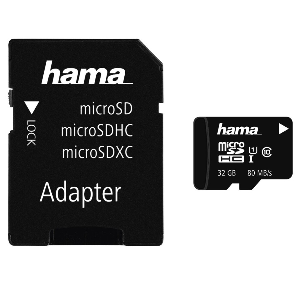 Hama 32GB MicroSDHC Card With SD Adapter Class 10 UHS-I Up To 80MB/s