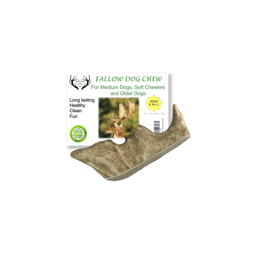 Fallow Antler Chews for Small Dogs and Puppies – 100% Natural Deer Antler Treats (M - 1 Unit)