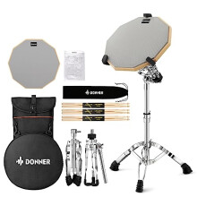 Drum Practice Pad with Snare Drum Stand Kit, Including double-Sided 12 Inch Drum Pad, Drumsticks, Adjustable Stand Fits 10''-14'' Dia Drums