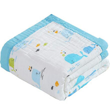 6 Layer Baby Muslin Swaddle Blanket - 43.3 * 43.3Inch Soft Cotton Baby Nursery Blankets, Cute Receiving Blanket for Baby Gift(Whale Blanket)