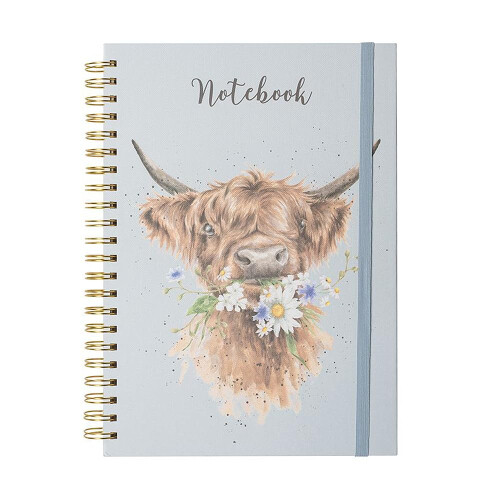 Wrendale A4 Cow Notebook - Daisy Coo (Blue)