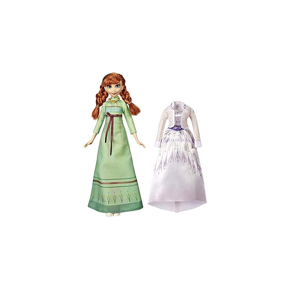 Disney Frozen Arendelle Fashions Anna, 2 Outfits, Green Nightgown and White Dress Inspired by Disney's Frozen 2 Movie, Toy for Kids 3 Years Old and Up