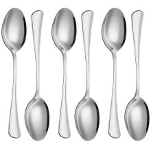 6 Premium Stainless Steel Coffee Cutlery Tablespoons Set Salad Buffet Banquet Flatware Kitchen Restaurant Serving Utensil Silver Soup Dinner