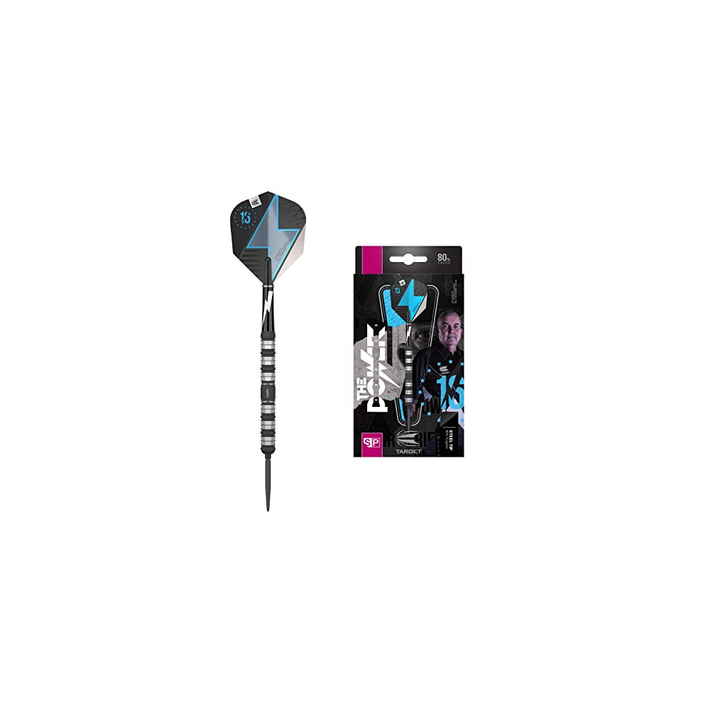 Phil Taylor Power Series Tungsten Swiss Point Steel Tip Darts Set - Black and Silver