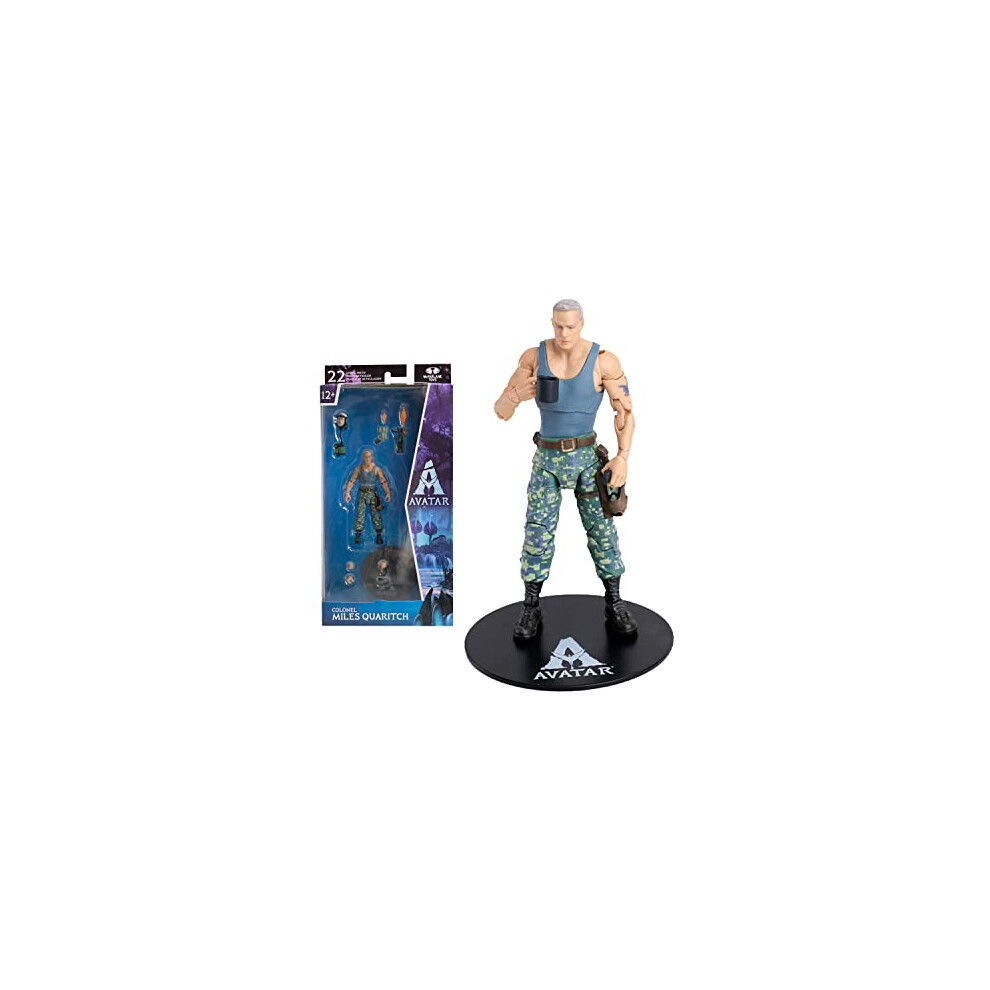 Bandai Mcfarlane Toys Disney Avatar, 4-Inch Miles Quaritch Avatar Movie Action Figure With 22 Moving Parts, Disney Toys Collectible Figure With Collectors