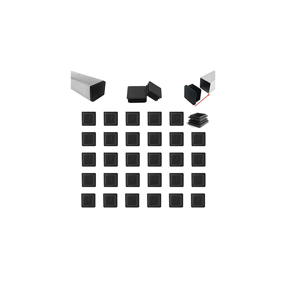 30 pcs Lamellar Plug for Square and Rectangular Pipe Black Square Tube Inserts Square Ribbed Plastic Insert Plugs End Caps 25 x 25mm for Chairs Desks-image-OPC-PDWH59V-NEW