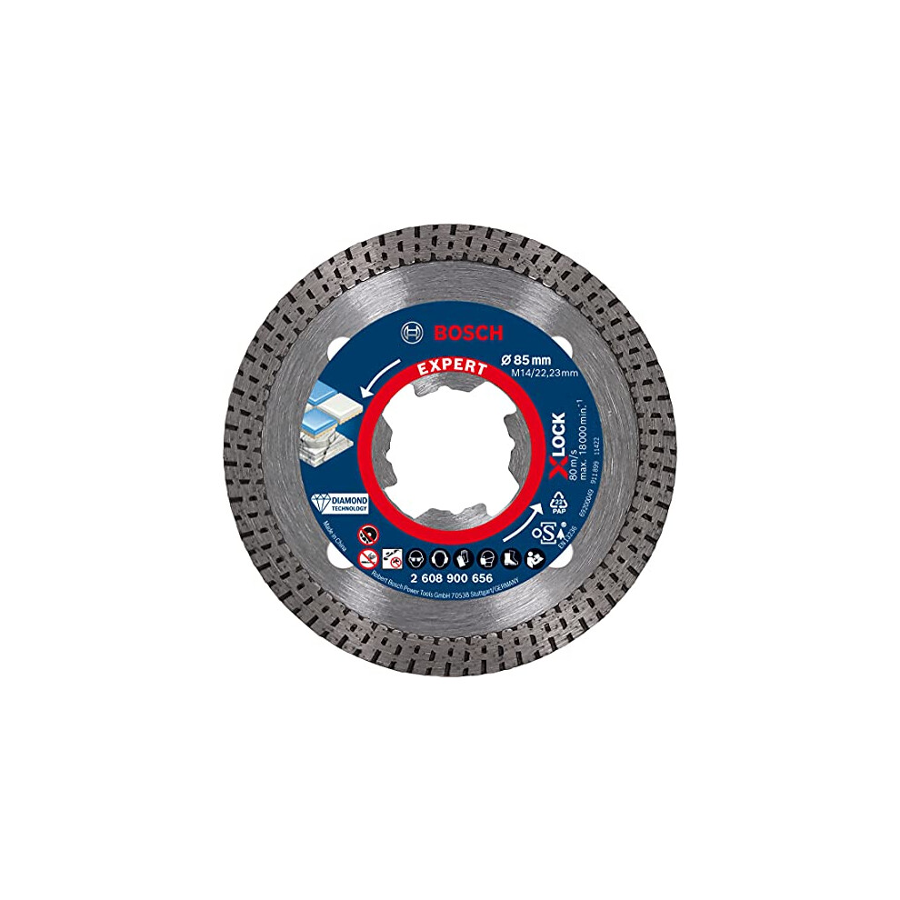 Bosch Professional 1X Expert Hardceramic X-Lock Diamond Cutting Disc (For Hard Tiles, Hard Stone, Ø 85 Mm, Accessories Small Angle Grinder)