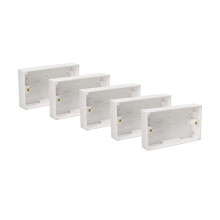 Axiom Surface Mounted Back Box 25mm Wall Pattress Double 2 Gang Electrical Socket, White (10)